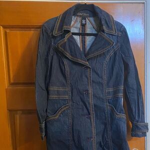 Kikit Jeans Womens Cotton Denim Long Coat SZ L/Boho/Western/Yellowstone